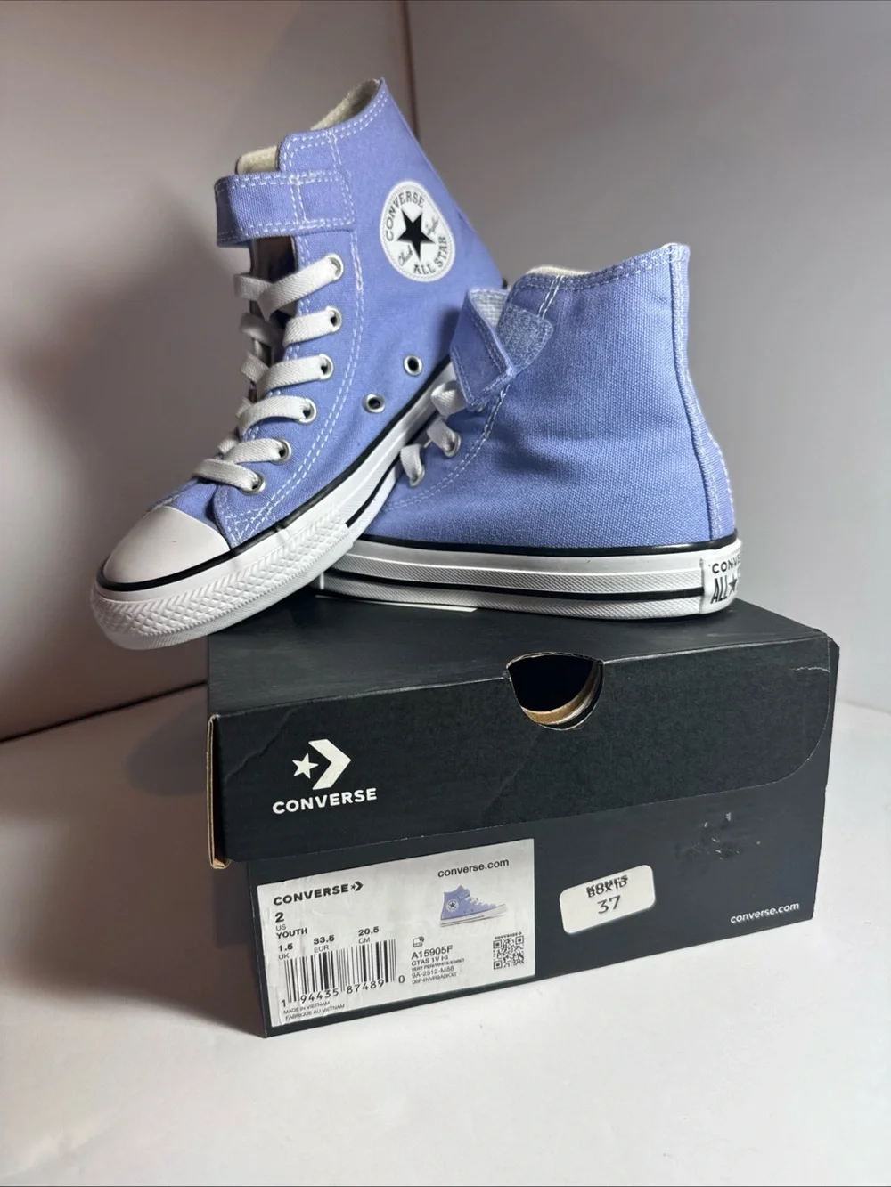 Converse Very Periwinkle High Top Sneakers Velcro closure NIB